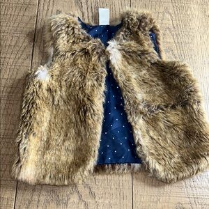 OshKosh B'gosh Faux Fur Vest Brown and Blue